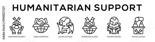 Humanitarian Support web banner illustration concept