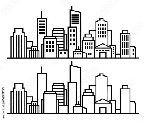 City skyline silhouette representing urban life and modernity