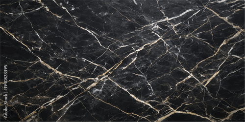 Abstract a stunning black marble, intricately veined with gold, showcasing the natural beauty of stone. The dark background accentuates the elegant pattern.
