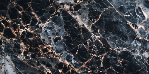 Abstract luxurious, dark marble, its surface veined with intricate patterns of gold, creates a captivating and sophisticated aesthetic, perfect for conveying elegance and timeless beauty.