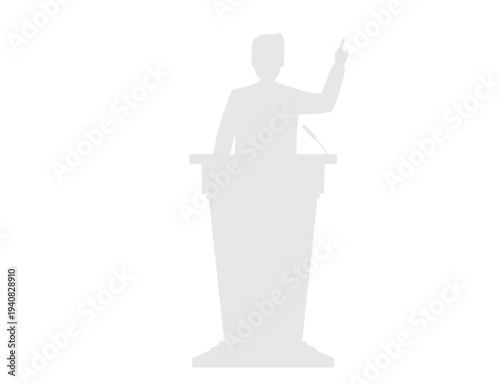 Gray Silhouette of Politician Speaking at Podium
