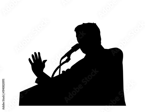 Silhouette of Man Giving Speech at Press Conference
