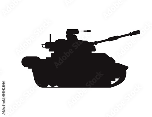 Heavy Battle Tank Silhouette Military Vehicle Vector