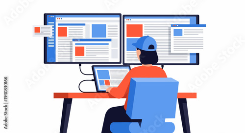 Man Working on Computer.