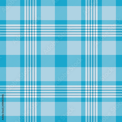 Artwork check fabric tartan, outside textile seamless plaid. Africa pattern background texture vector in cyan and light blue colors.
