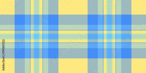 Handkerchief check texture pattern, mesh background vector fabric. Volume tartan textile plaid seamless in glossy gold and blue colors.
