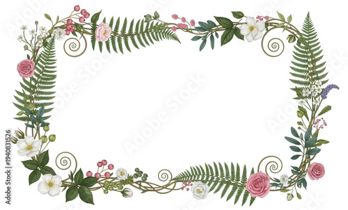 Floral frame png botanical ornament frame png decorative border png transparent background image