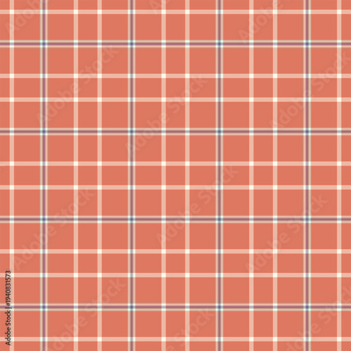 Back to school tartan fabric texture, relax background vector seamless. Border check pattern plaid textile in orange and red colors.