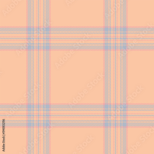 Day pattern background tartan, pajamas textile seamless texture. Mat check plaid fabric vector in orange and pastel colors.