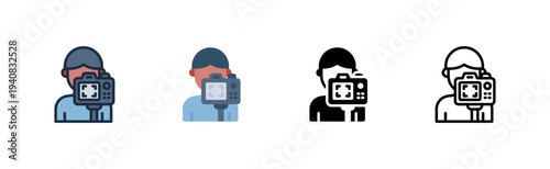 vlogger icon. camera creator profile. youth content. various style icon design vector illustration