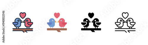 love bird icon. couple heart symbol. youth romance. various style icon design vector illustration