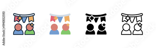 party icon. celebration banner decor. youth event. various style icon design vector illustration