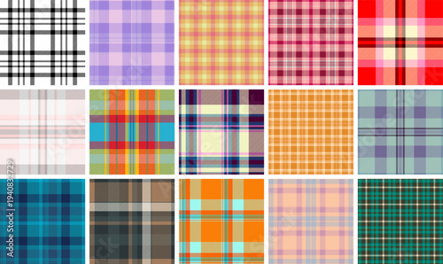 Plaid pack ideal for women's daily wear. Vector tartan designs elevate casual dresses, shirts, skirts, and layering pieces.