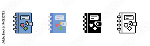 diary icon. personal journal book. youth writing. various style icon design vector illustration