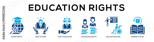 Glyphcolor - Education Rights web banner vector illustration concept