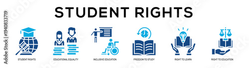 Glyphcolor - Student Rights web banner vector illustration concept
