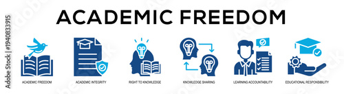 Glyphcolor - Academic Freedom web banner vector illustration concept