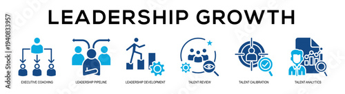 Glyphcolor - Leadership Growth web banner vector illustration concept