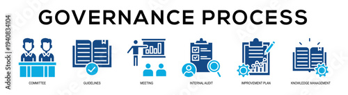 Glyphcolor - Governance Process web banner vector illustration concept