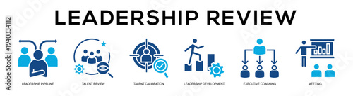 Glyphcolor - Leadership Review web banner vector illustration concept