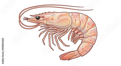 Vector illustration of fresh raw shrimp or prawn isolated on white background