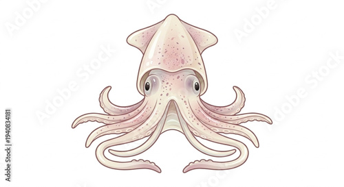 Vector illustration of fresh raw squid or calamari isolated on white