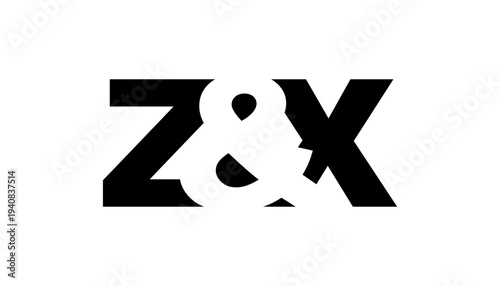 ZX logo design in bold style. Black white identity symbol. Modern typography emblem. Corporate branding icon.