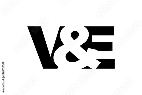 VE logo design in bold style. Black white identity symbol. Modern typography emblem. Corporate branding icon.