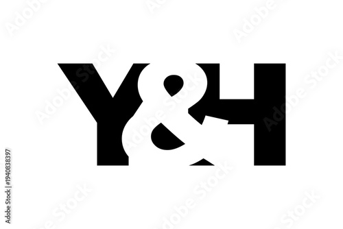 YH logo design in bold style. Black white identity symbol. Modern typography emblem. Corporate branding icon.