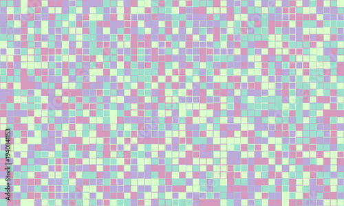Abstract pastel mosaic tile pattern.  Soft, calming colors create a seamless texture ideal for websites, backgrounds, or print designs.  Evokes feelings of serenity and modern design.