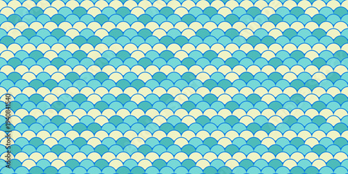 Serene blue and cream scale pattern.  Perfect for website backgrounds, textile designs, or packaging. Evokes calmness, water, and elegance.