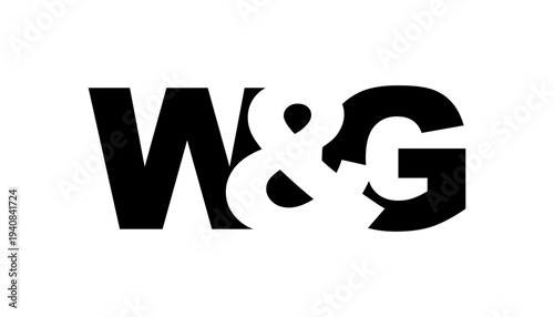 WG logo design in bold style. Black white identity symbol. Modern typography emblem. Corporate branding icon.