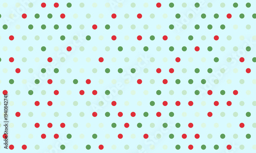 Delightful pastel polka dot pattern.  Red, green, and cream dots on a light blue background create a cheerful, festive design perfect for cards, wrapping paper, or website backgrounds.