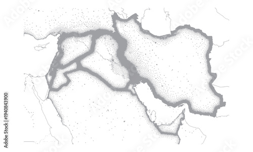 Middle East North Africa MENA Region Topographic Relief Map for Geopolitical Research Geographic Study Reference