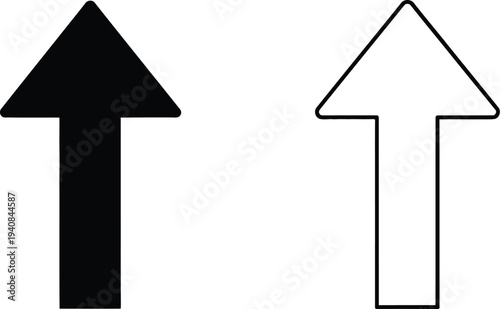 Modern arrow icons - simple upward direction symbols isolated on transparent background, Vector