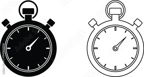 Stopwatch icons - minimalist design timer tools isolated on transparent background, Vector