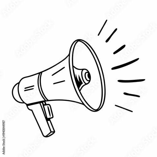 Vector Illustration of a Loudspeaker with Sound Waves, Emphasizing the Importance of Amplifying Marginalized Voices and Promoting Social Justice, in a Line Drawing Style.