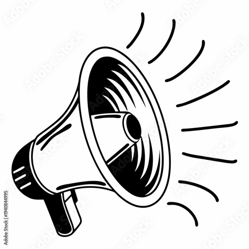 Vector Illustration of a Loudspeaker with Sound Waves, Emphasizing the Importance of Amplifying Marginalized Voices and Promoting Social Justice, in a Line Drawing Style.