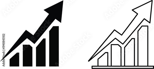 Growth trends & business success charts isolated on transparent background, Vector