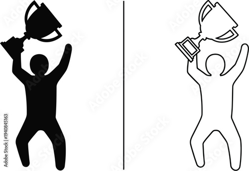 Happy celebration and joyful victory emoticons isolated on transparent background, Vector