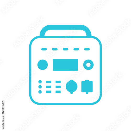 Portable power unit icon. Isolated on white background. Blue icon
