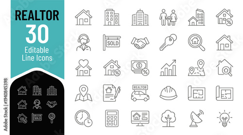 Modern flat design vector illustration featuring a bold map location header with 36 diverse travel and business icons, ideal for global marketing and navigation projects.