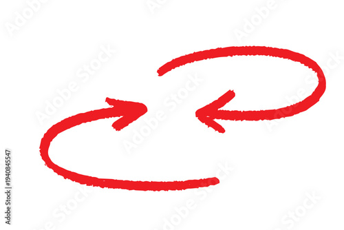 シンプルな手描きの矢印素材　クレヨンタッチ