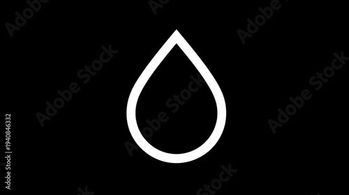 A white outline of a water droplet sits on a dark background