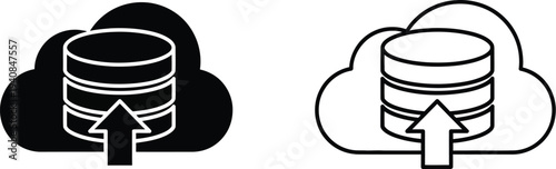 Cloud data backup & sync icons set isolated on transparent background, Vector