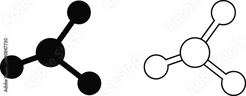 Abstract molecular chemical structure icons set isolated on transparent background, Vector