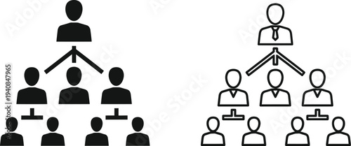 Hierarchy & organizational chart icons isolated on transparent background, Vector