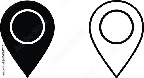 Minimalist location pin icons - modern map markers isolated on transparent background, Vector