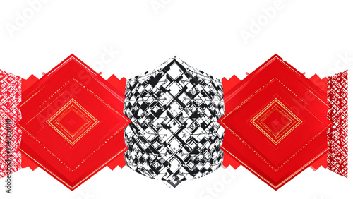 Red geometric border collection seamless decorative pattern divider vector illustration ornamental design set