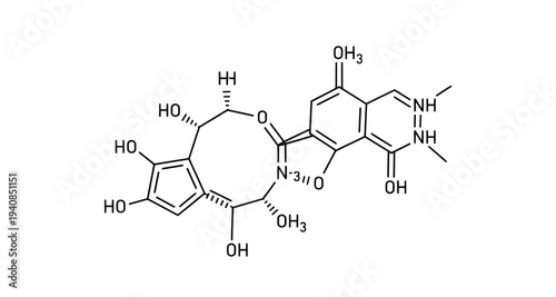 Chemical molecular structure of an organic compound with hydroxyl groups
